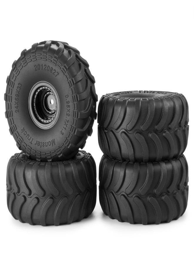 RCHUBAM 1.0" Wheel and Tire Set 4Pcs 69mm * 33mm Large Sticky Crawler Tires with Wheels for 1/18 TRX4M TFMS FCX24 1/24 Scale RC Crawler Car Axial SCX24 Upgrade Wheels - Image 5